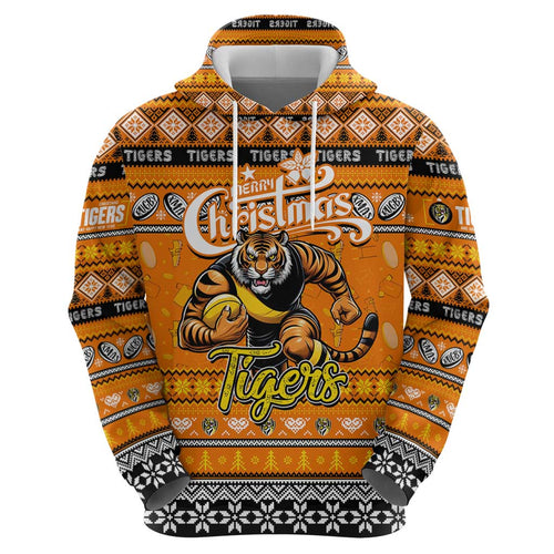 Personalized Tigers Rugby Xmas Zip Hoodie Australia AFL Mascot