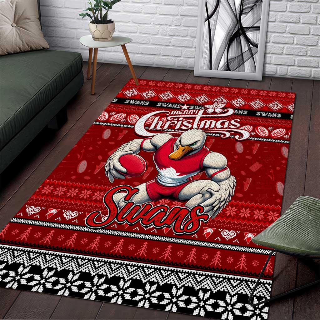 Swans Football Xmas Area Rug Australia AFL Mascot