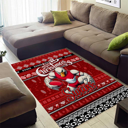 Swans Football Xmas Area Rug Australia AFL Mascot