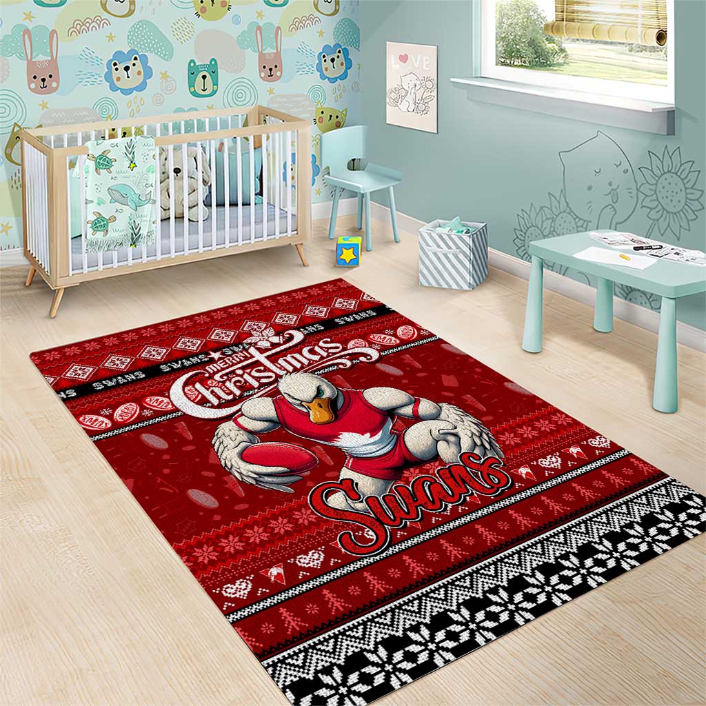 Swans Football Xmas Area Rug Australia AFL Mascot