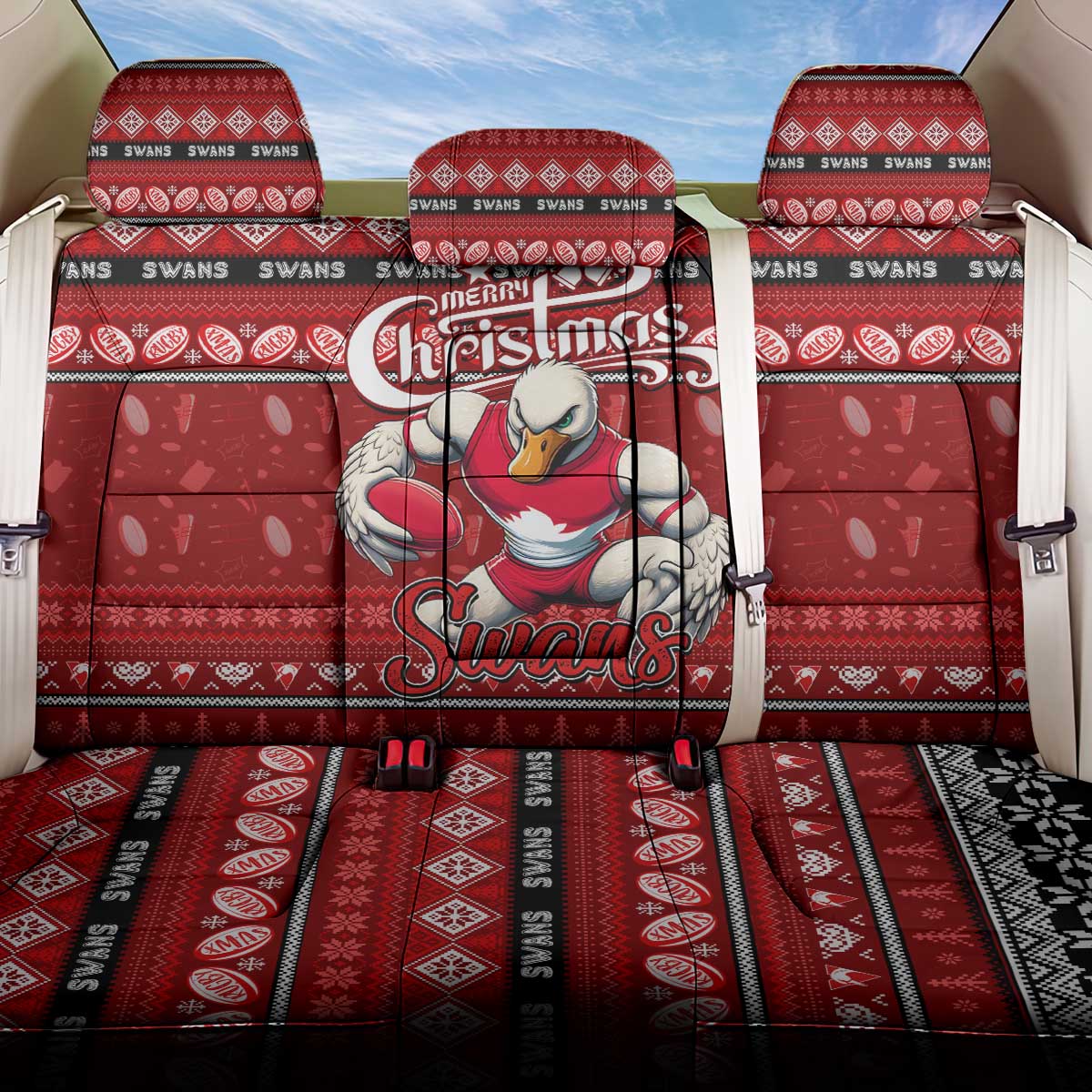 Swans Football Xmas Back Car Seat Cover Australia AFL Mascot