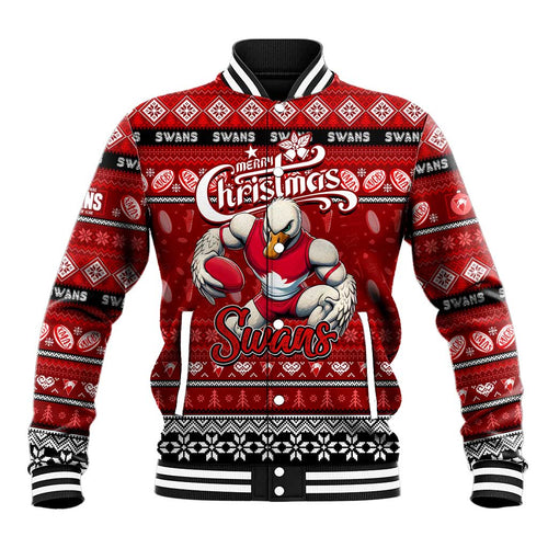 Personalized Swans Rugby Xmas Baseball Jacket Australia AFL Mascot