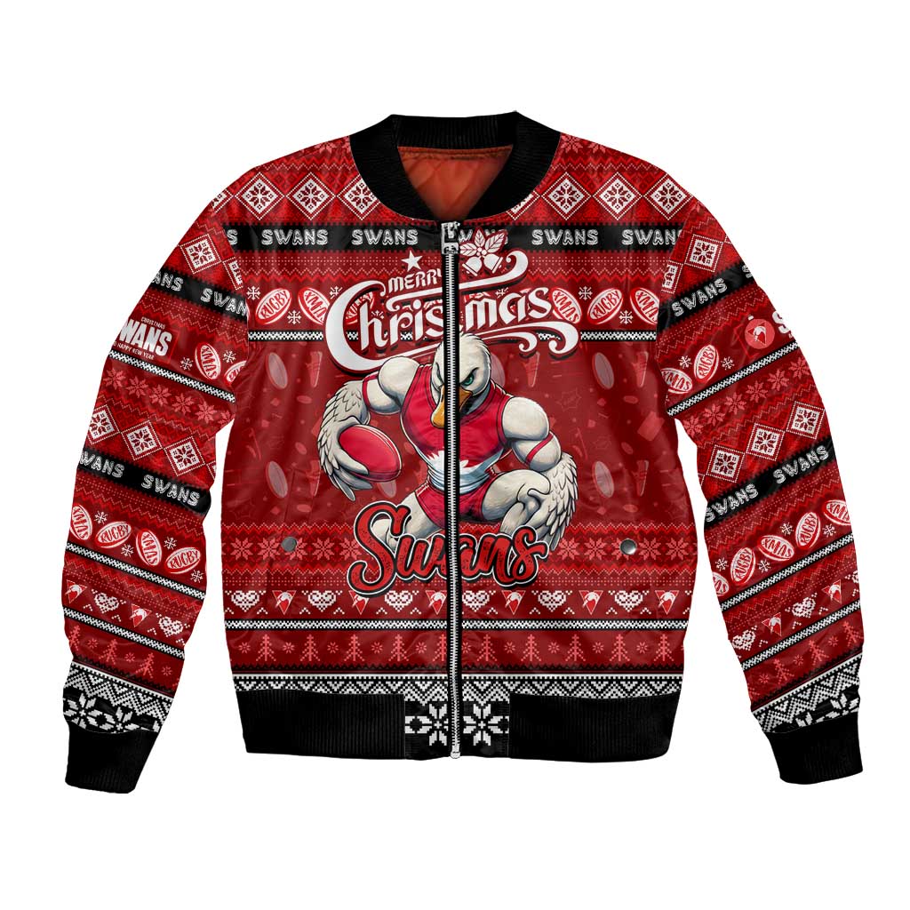 Personalized Swans Rugby Xmas Bomber Jacket Australia AFL Mascot