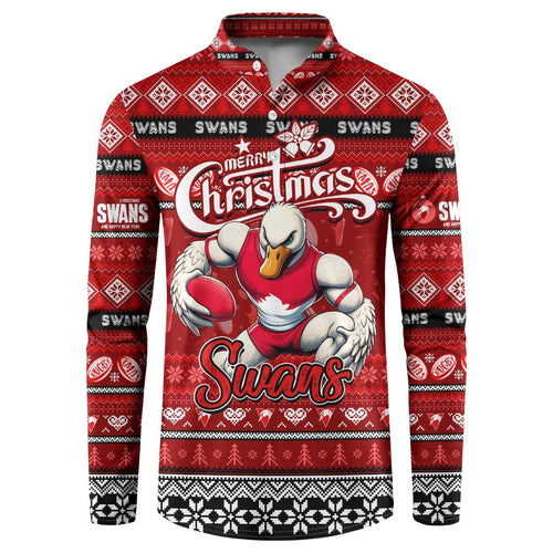 Personalized Swans Rugby Xmas Button Sweatshirt Australia AFL Mascot