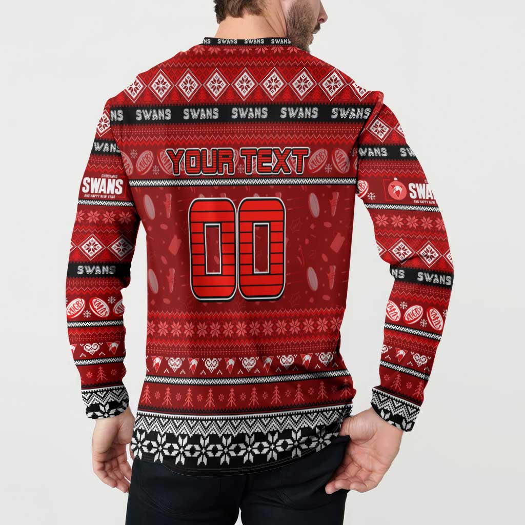 Personalized Swans Rugby Xmas Button Sweatshirt Australia AFL Mascot