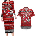 Personalized Swans Rugby Xmas Couples Matching Long Sleeve Bodycon Dress and Hawaiian Shirt Australia AFL Mascot