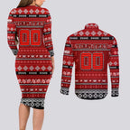 Personalized Swans Rugby Xmas Couples Matching Long Sleeve Bodycon Dress and Long Sleeve Button Shirt Australia AFL Mascot