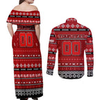Personalized Swans Rugby Xmas Couples Matching Off Shoulder Maxi Dress and Long Sleeve Button Shirt Australia AFL Mascot