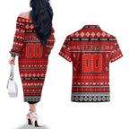 Personalized Swans Rugby Xmas Couples Matching Off The Shoulder Long Sleeve Dress and Hawaiian Shirt Australia AFL Mascot