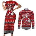 Personalized Swans Rugby Xmas Couples Matching Short Sleeve Bodycon Dress and Long Sleeve Button Shirt Australia AFL Mascot