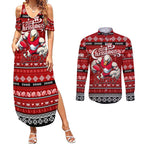 Personalized Swans Rugby Xmas Couples Matching Summer Maxi Dress and Long Sleeve Button Shirt Australia AFL Mascot