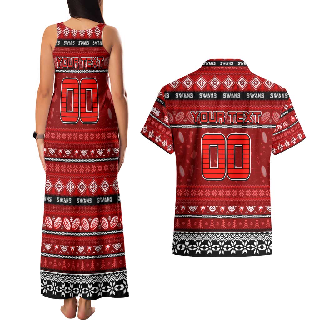 Personalized Swans Rugby Xmas Couples Matching Tank Maxi Dress and Hawaiian Shirt Australia AFL Mascot