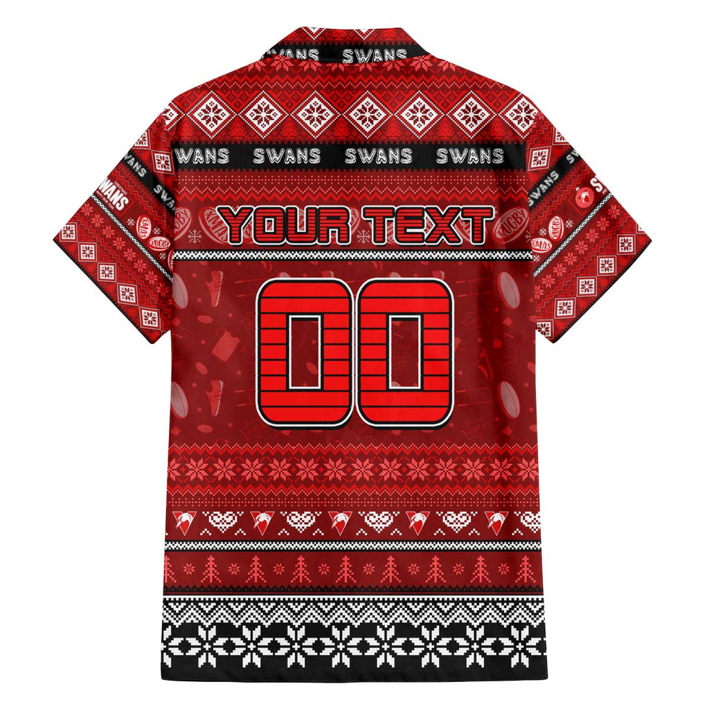 Personalized Swans Rugby Xmas Family Matching Off The Shoulder Long Sleeve Dress and Hawaiian Shirt Australia AFL Mascot