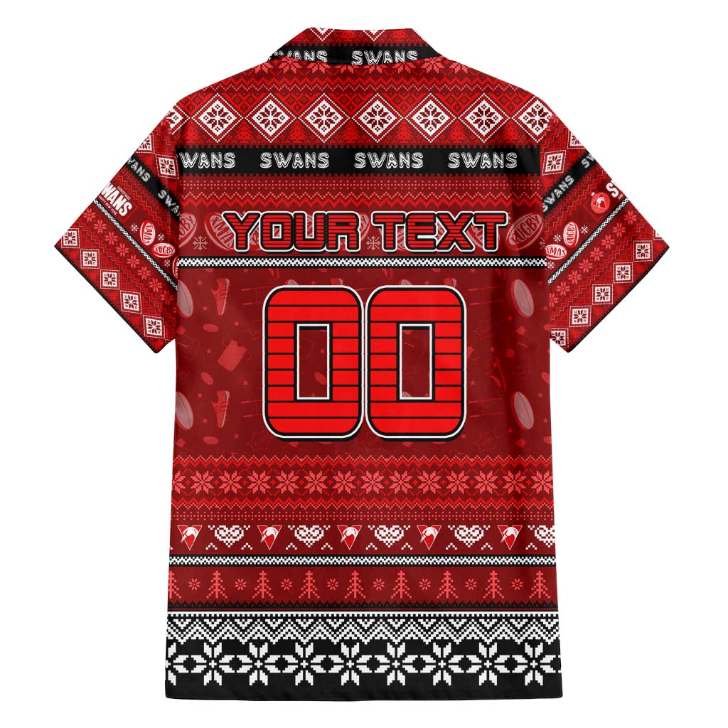 Personalized Swans Rugby Xmas Family Matching Off Shoulder Short Dress and Hawaiian Shirt Australia AFL Mascot