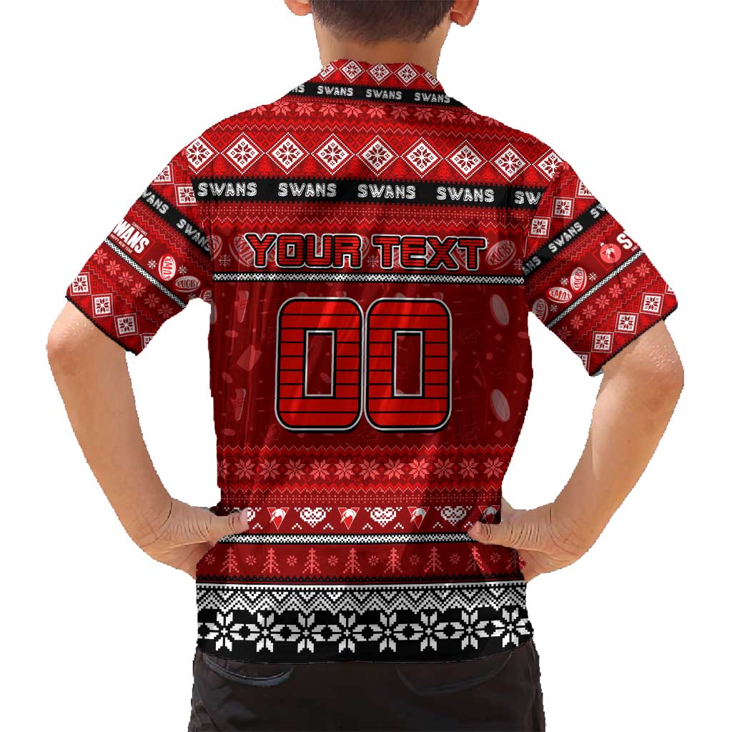 Personalized Swans Rugby Xmas Family Matching Puletasi and Hawaiian Shirt Australia AFL Mascot