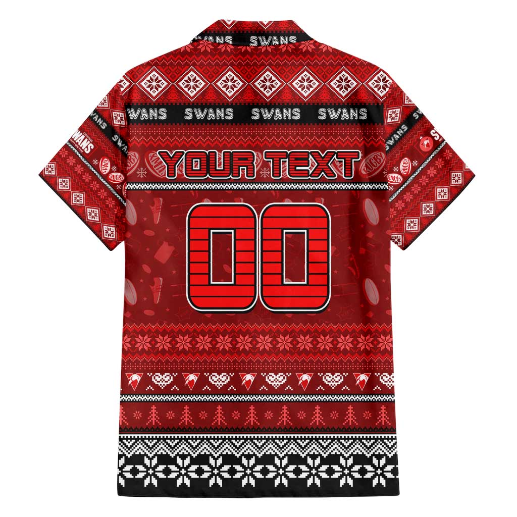 Personalized Swans Rugby Xmas Family Matching Short Sleeve Bodycon Dress and Hawaiian Shirt Australia AFL Mascot
