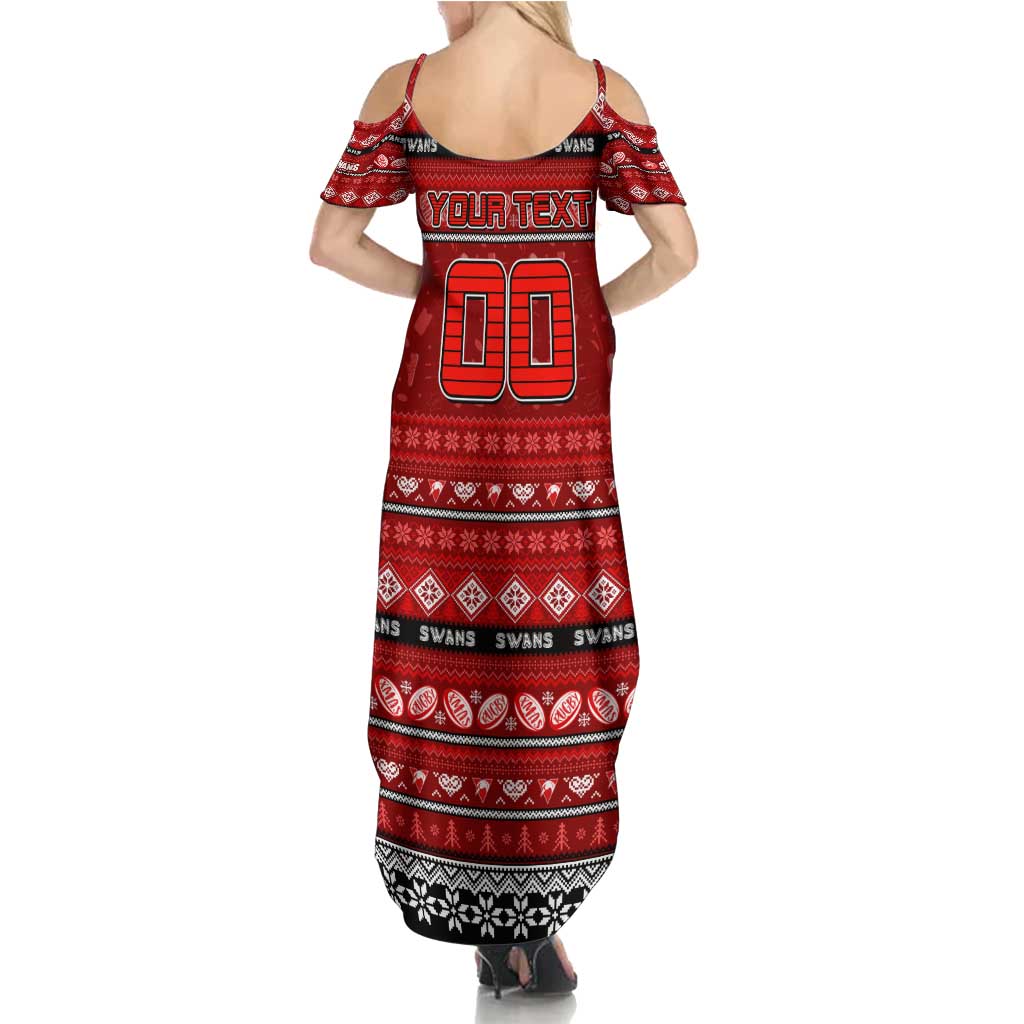 Personalized Swans Rugby Xmas Family Matching Summer Maxi Dress and Hawaiian Shirt Australia AFL Mascot