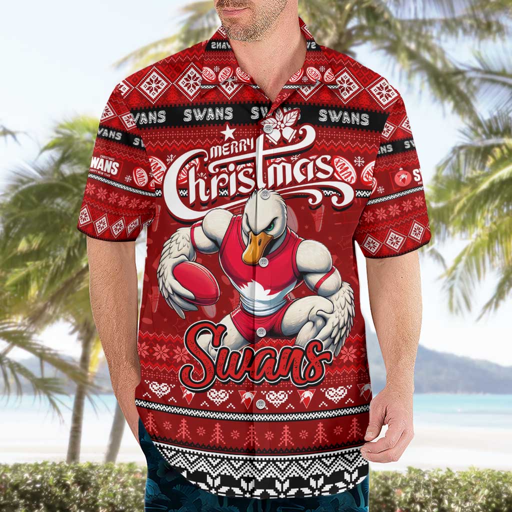 Personalized Swans Rugby Xmas Hawaiian Shirt Australia AFL Mascot