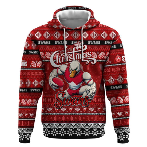 Personalized Swans Rugby Xmas Hoodie Australia AFL Mascot