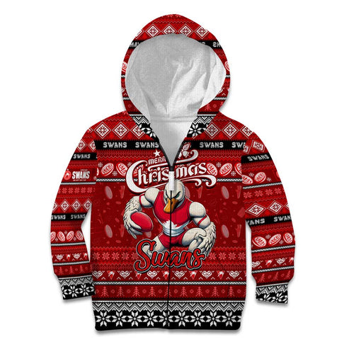 Personalized Swans Rugby Xmas Kid Hoodie Australia AFL Mascot