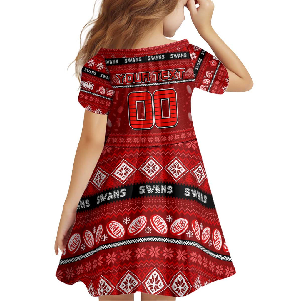 Personalized Swans Rugby Xmas Kid Short Sleeve Dress Australia AFL Mascot
