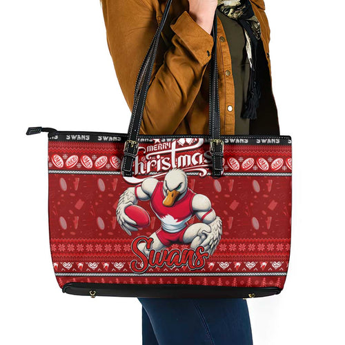 Swans Football Xmas Leather Tote Bag Australia AFL Mascot