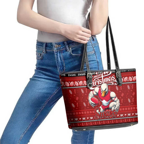 Swans Football Xmas Leather Tote Bag Australia AFL Mascot