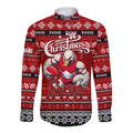 Personalized Swans Rugby Xmas Long Sleeve Button Shirt Australia AFL Mascot