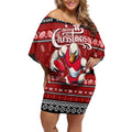 Personalized Swans Rugby Xmas Off Shoulder Short Dress Australia AFL Mascot