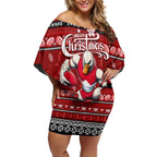 Personalized Swans Rugby Xmas Off Shoulder Short Dress Australia AFL Mascot
