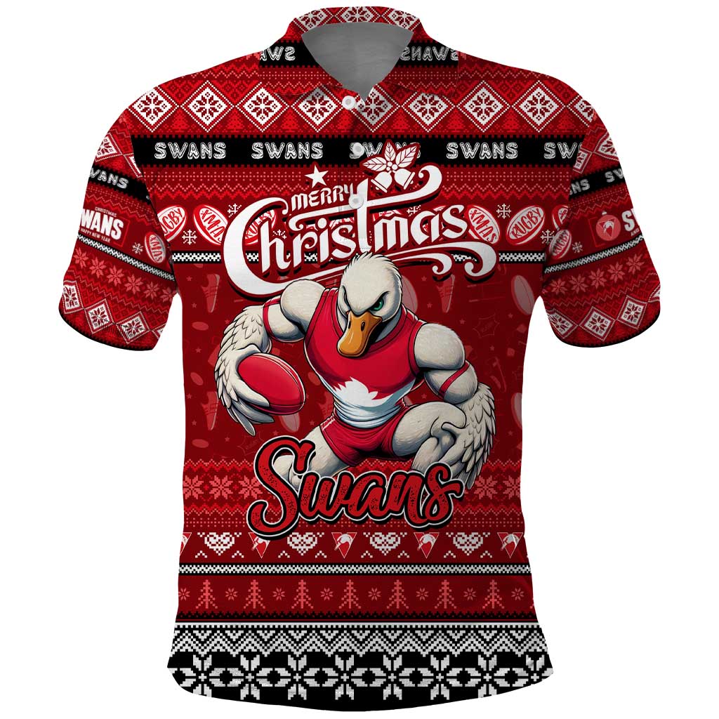 Personalized Swans Rugby Xmas Polo Shirt Australia AFL Mascot