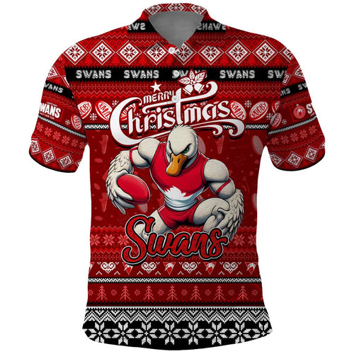 Personalized Swans Rugby Xmas Polo Shirt Australia AFL Mascot
