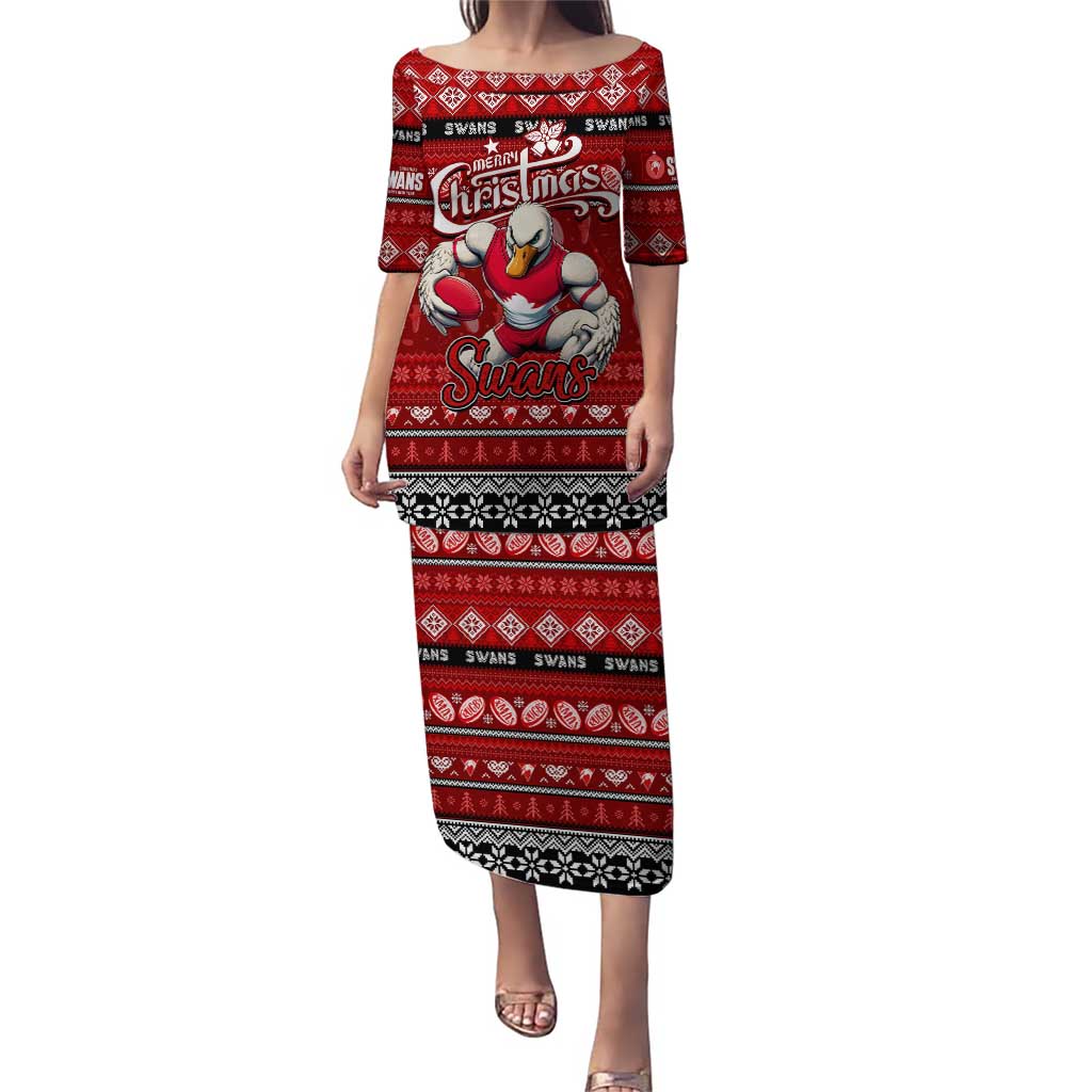 Personalized Swans Rugby Xmas Puletasi Australia AFL Mascot
