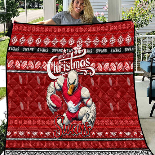 Swans Football Xmas Quilt Australia AFL Mascot