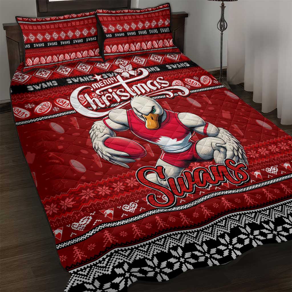 Swans Football Xmas Quilt Bed Set Australia AFL Mascot