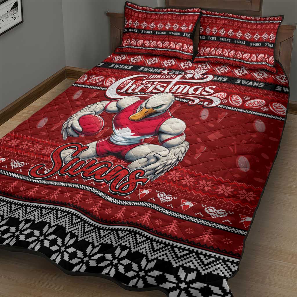 Swans Football Xmas Quilt Bed Set Australia AFL Mascot