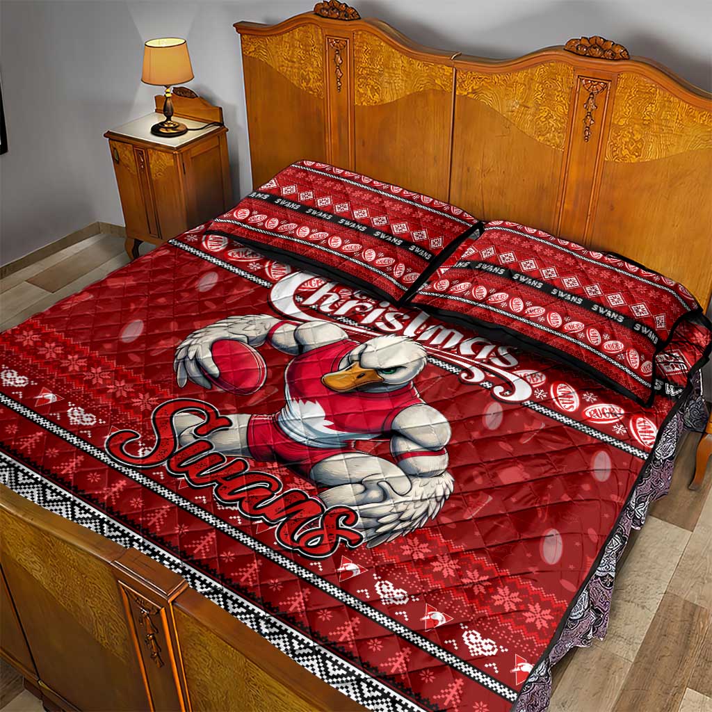Swans Football Xmas Quilt Bed Set Australia AFL Mascot