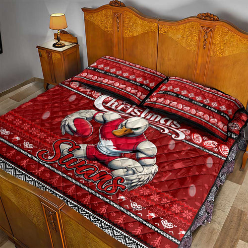 Swans Football Xmas Quilt Bed Set Australia AFL Mascot
