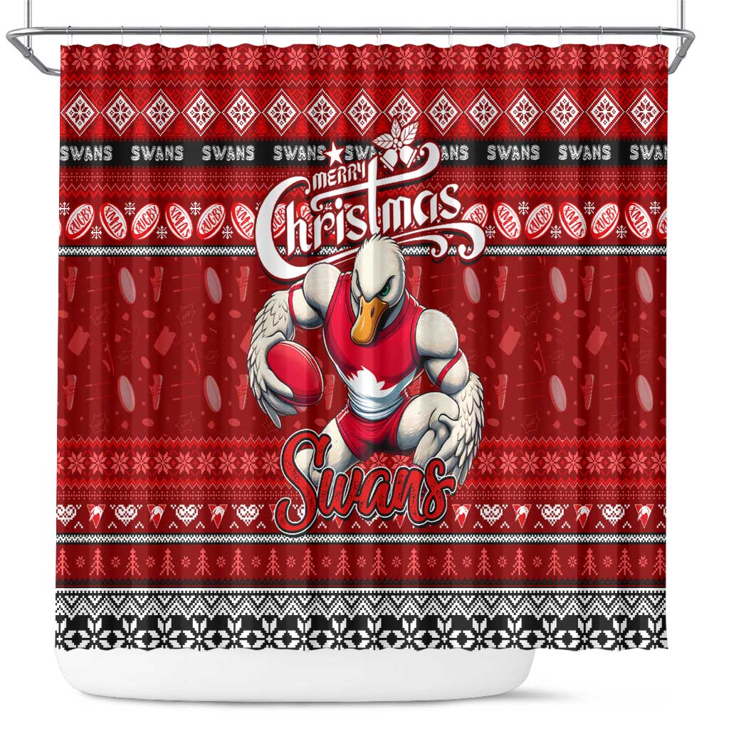 Swans Football Xmas Shower Curtain Australia AFL Mascot
