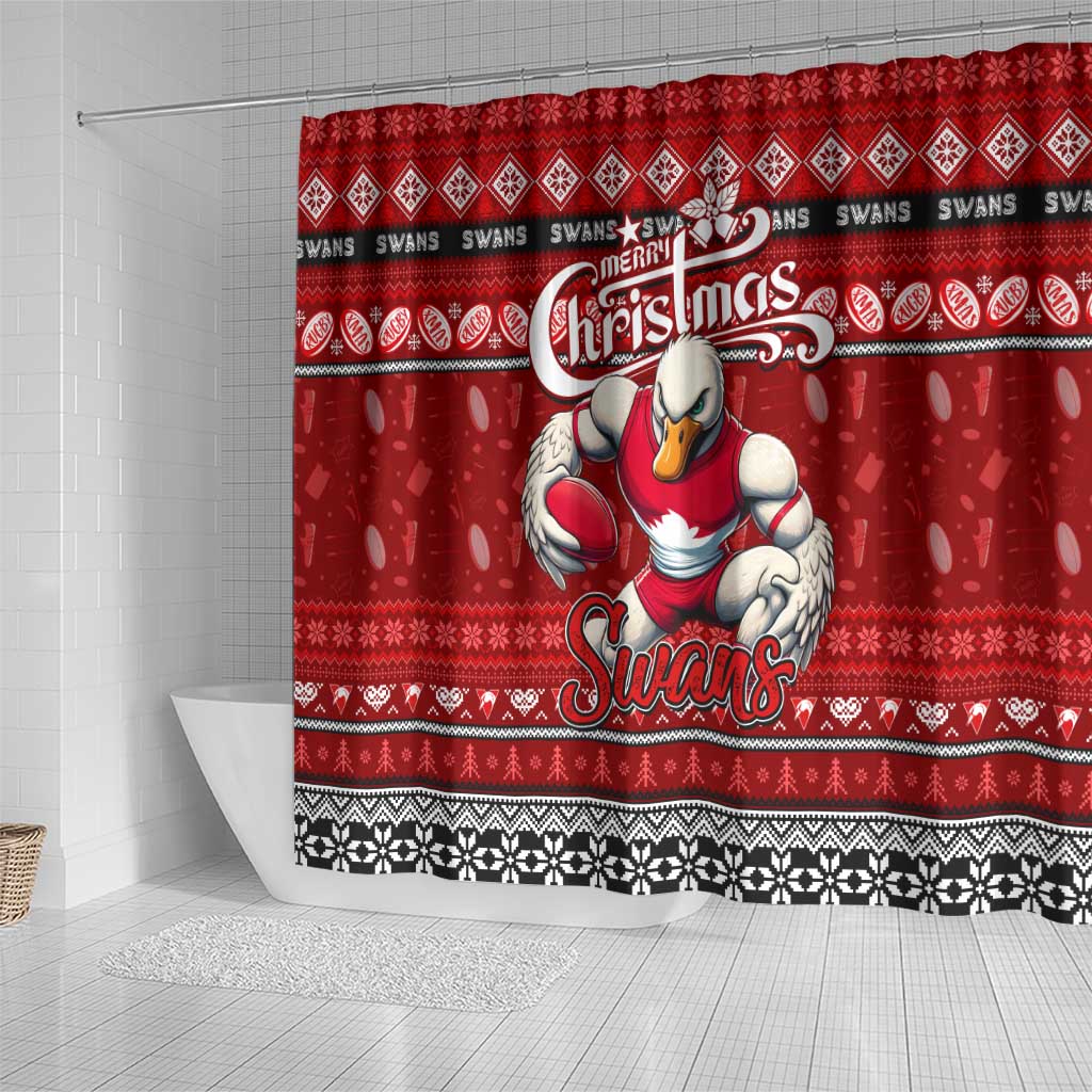Swans Football Xmas Shower Curtain Australia AFL Mascot