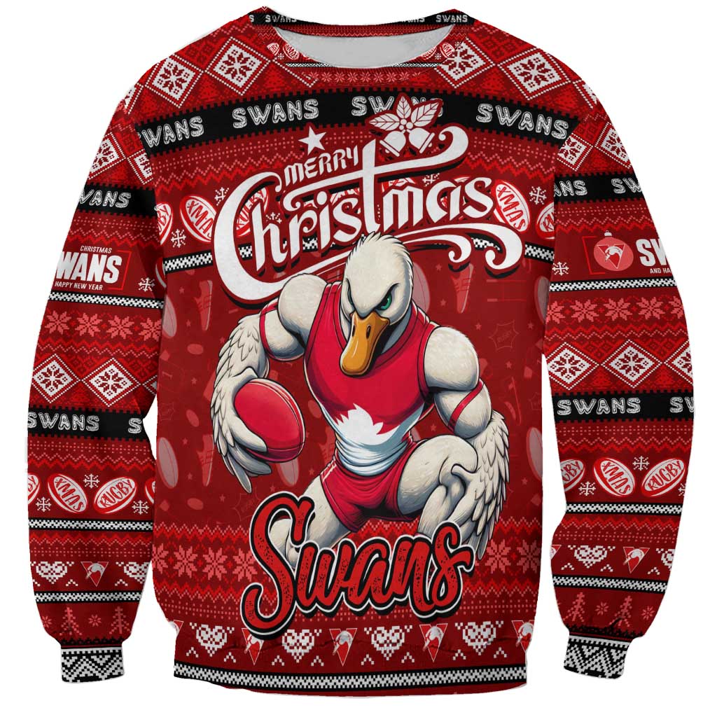 Personalized Swans Rugby Xmas Sweatshirt Australia AFL Mascot