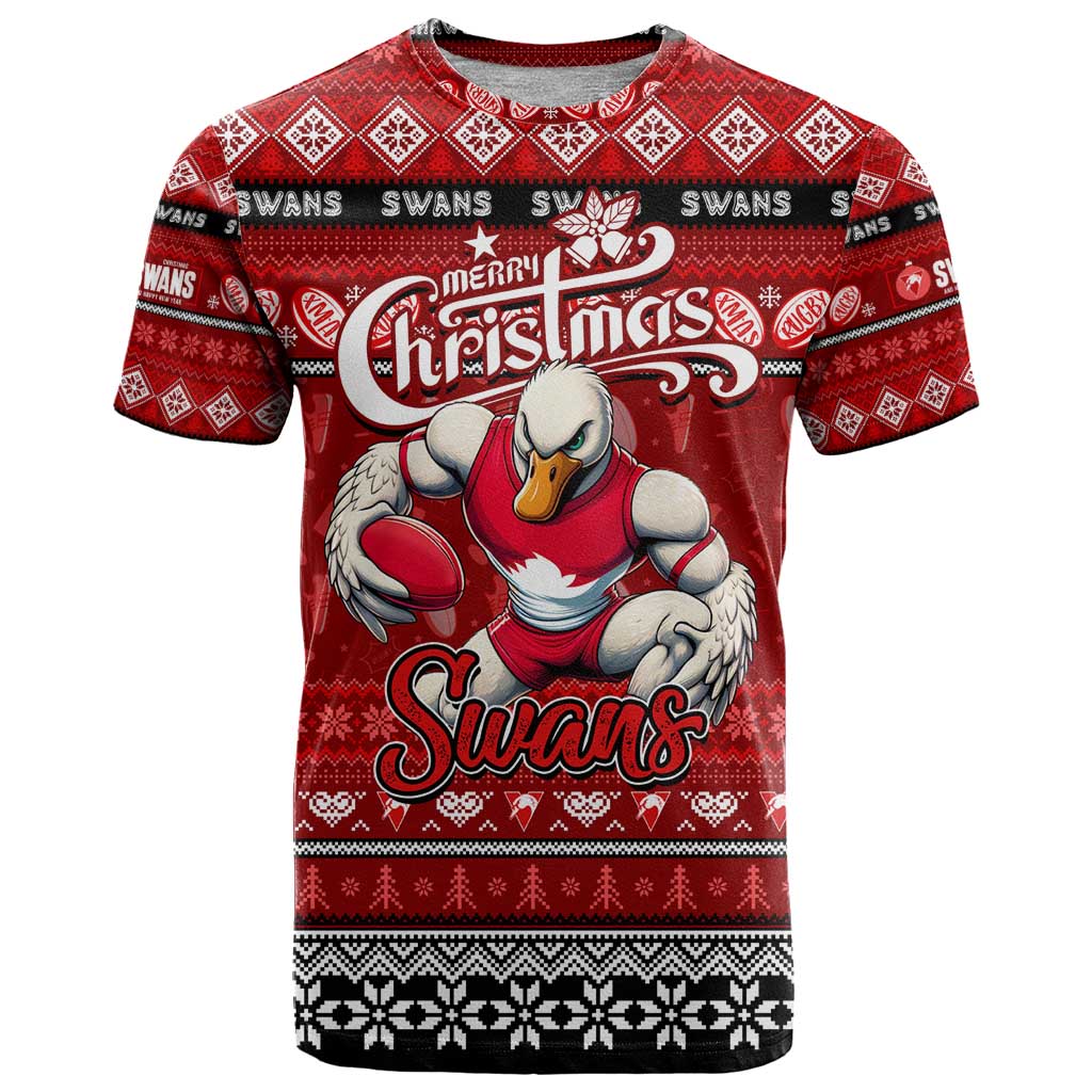 Personalized Swans Rugby Xmas T Shirt Australia AFL Mascot