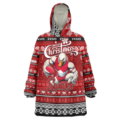 Personalized Swans Rugby Xmas Wearable Blanket Hoodie Australia AFL Mascot