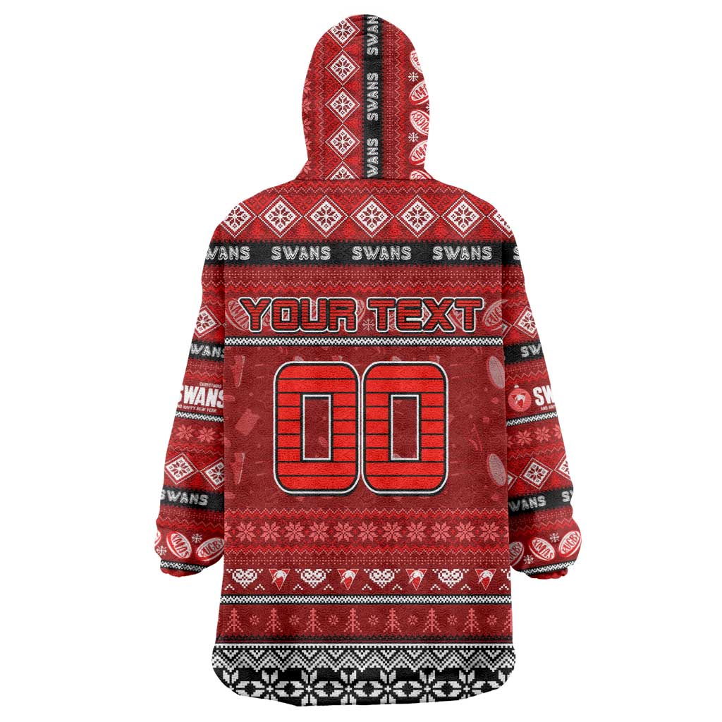 Personalized Swans Rugby Xmas Wearable Blanket Hoodie Australia AFL Mascot