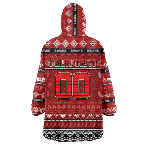 Personalized Swans Rugby Xmas Wearable Blanket Hoodie Australia AFL Mascot