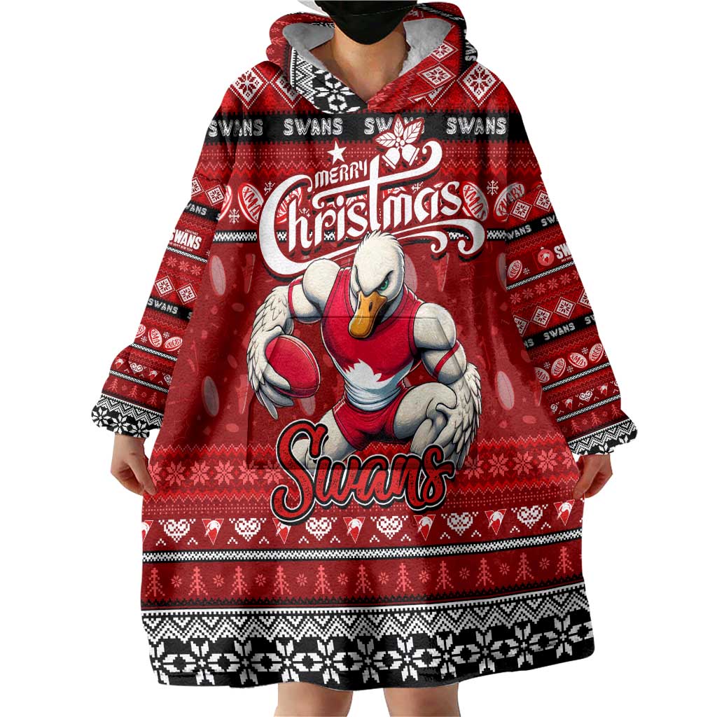 Personalized Swans Rugby Xmas Wearable Blanket Hoodie Australia AFL Mascot