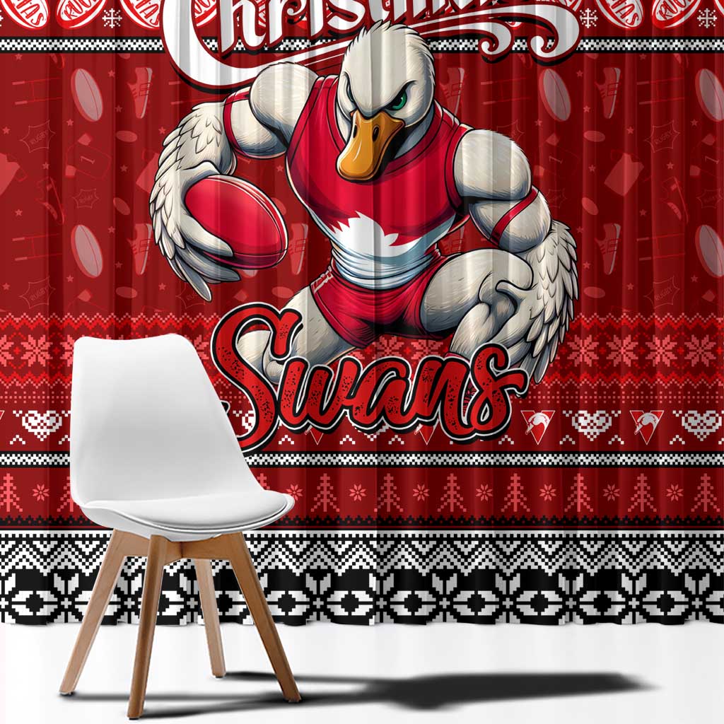 Swans Football Xmas Window Curtain Australia AFL Mascot