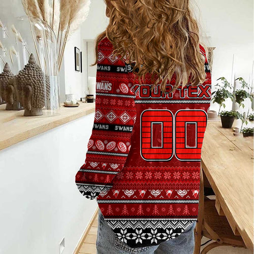 Personalized Swans Rugby Xmas Women Casual Shirt Australia AFL Mascot