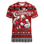Personalized Swans Rugby Xmas Women V-Neck T-Shirt Australia AFL Mascot