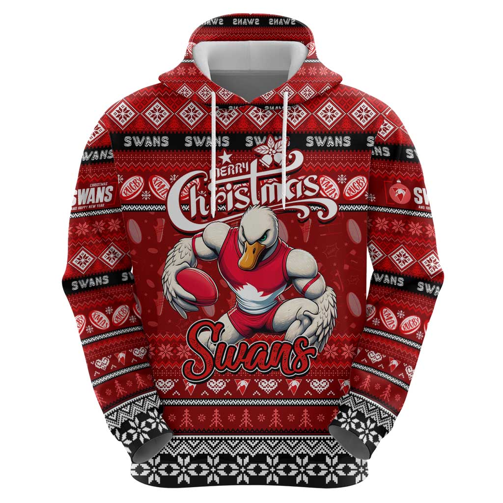 Personalized Swans Rugby Xmas Zip Hoodie Australia AFL Mascot